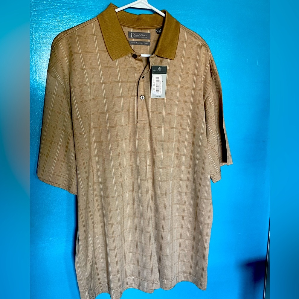 Daniel Cremieux Men’s Tan and Brown Polo Shirt NWT - SZ M Luxury